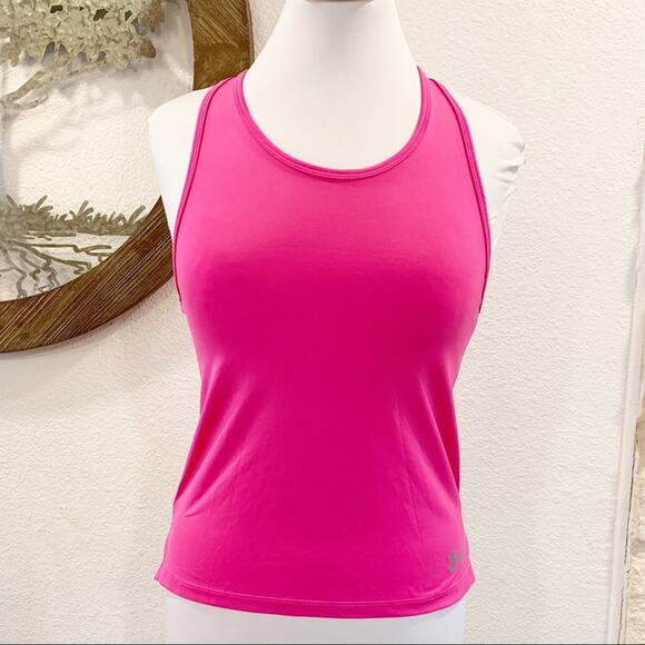 Under Armour Hot Pink Racerback High Low Workout Tank - Picture 1 of 9